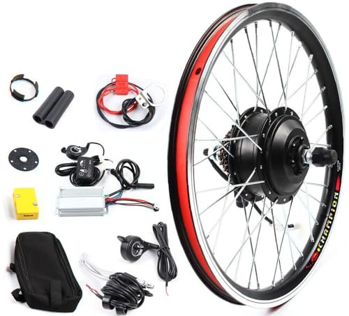 chennnls 20 Rad Hub Elektrofahrradumwandlungskit, Fahrradmotor-Kit vorne/Hinterrad-E-Bike-Umwandlungskit mit leistungsstarkem Controller und Daumengas