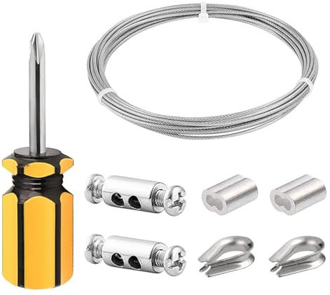 Drahtseil 6 Meter Drahtseil-Set, Durchmesser 2 mm, Nylon-beschichtetes 304-Edelstahlkabel, transparent, for Aufhängen im Freien