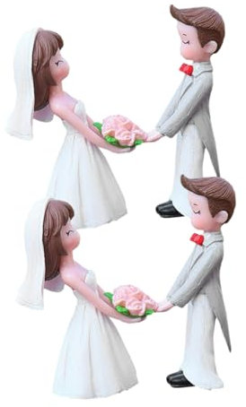 BESPORTBLE 2paare Romantische Miniatur Deko Figuren Mit Flachem Boden Stabile Stehfigur Für Heimdeko Liebevolle Pärchen Geschenke Hochzeit Deko Weiß