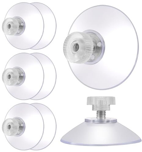 8 Pieces Large Suction Cups, 40mm Clear Suction Pads Plastic Sucker Pads Anti-Collision Suction Holder with Metal Screw Nut Strong Suction Cup for Window Wall Door Glass Daily Hanging