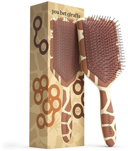Framar Paddle Brush for Thick Hair – Hairbrushes for Women, Curly Hair Brush Detangler for Women, Brush for Curly Hair, Detangle & Wet Hair Brush - Giraffe