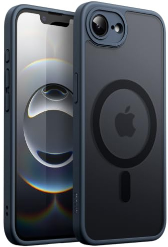 JETech Matte Magnetische Hülle für iPhone 17e/16e, Sturmblau | Kompatibel mit MagSafe, Matte Transluzent Rückseite, Dünn Stoßschutz