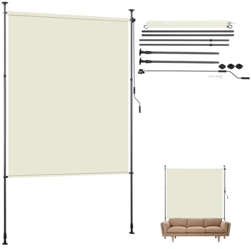Hebitod Tenda da sole verticale a morsetto, per esterni, 120 x 270 cm, impermeabile, resistente ai raggi UV, per balcone, terrazza, giardino