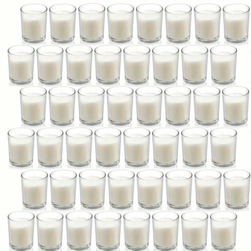 SECWL Coffret Cadeau de Bougies parfumées, 48 Bougies en Verre Blanches Non parfumées, très adaptées aux Coffrets Cadeaux et à la décoration de la Maison, pour Les Femmes