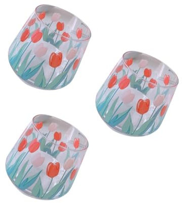 ABOOFAN 3 Piezas Patrón De Tulipán De Vidrio Tulipanes Falsos Jarrones Decoración Del Hogar Lámpara De Tulipán Taza De Tulipán Ganchillo De Tulipán Vaso De Tulipán Copa Tulipa Green