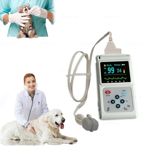 STDZQCWY Tragbares Veterinär-Pulsoximeter, Ohr-/Zungen-SPO2-Sensor, Tier-Pulsfrequenzmonitor mit Sonde und USB-Kabel, für Hunde, Katzen, Haustiere, Familien und Tierkliniken