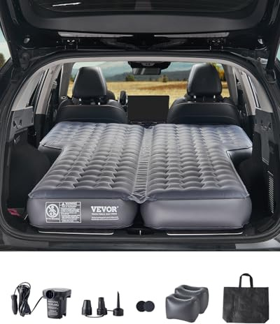 VEVOR Materasso ad Aria per Auto, Materasso Gonfiabile da Campeggio Oxford Spesso, Letto Dormire Portatile da Viaggio con Pompa dell'Aria Gonfiaggio, Ugello, Borsa per Trasporto, Grigio