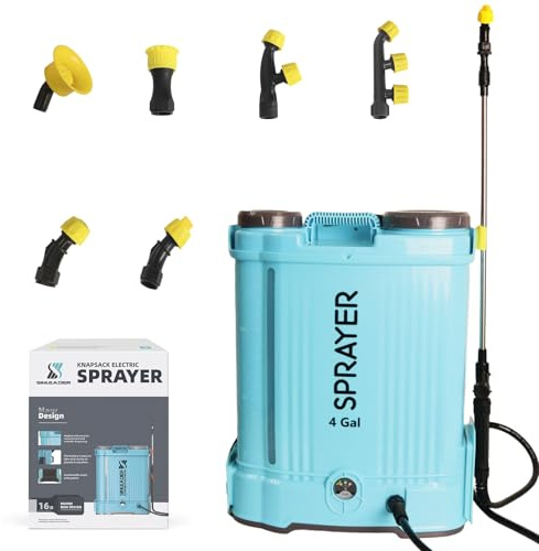 Pompa Irroratrice a Batteria 16L Irroratrice a Batteria Pompa Elettrica Nebulizzatore a Zaino Spruzzatore da Giardino Elettrico 12V 2600 mAh 5.5 Bar Velocità Regolabile