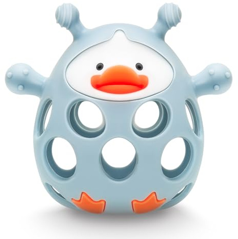 CLDY Anneau Dentition Bébé Réfrigérant - Mitaine de Dentition en Silicone Alimentaire Sans BPA, Gant à Mâchouiller pour Poussée Dentaire, Jouet Dentition Bébé, pour Bebe Garcon Fille (1 Pièce Bleu)