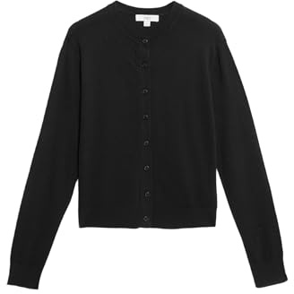 Marks & Spencer Cárdigan de Cuello Redondo con Botones en el Delantero Negro UK 12 (EU 40)