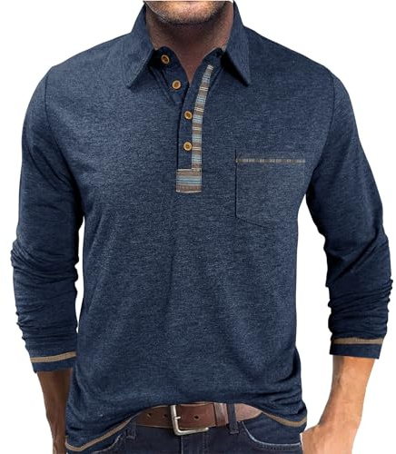 PRIVIMIX Poloshirt Herren Langarm Polo Shirt Pullover mit Kragen Polohemd Golf Rugby Langarmshirt für Männer M-3XL