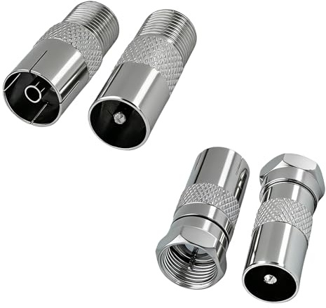SPTSSWET Antennenstecker Adapter F-Typ 4 type of F to TV Adapter Kit | Schraubanschluss Buchse auf RF Koax Stecker, für Antennenkabel Satellitenkabel, F Buchse - TV Stecker Buchse