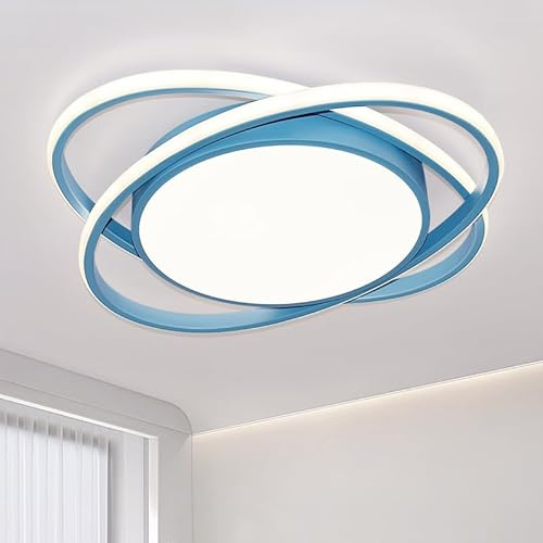 JDONG LED Dimmbar Deckenleuchte 54W Kinderzimmerlampe Modern Design Blau Deckenlampe mit Fernbedienung Farbtemperatur Stufenlos Einstellbar 3000-6500k für Schlafzimmer Kindergarten Ø52CM
