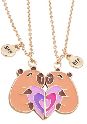 Komergave 2 Pcs Capybara Freundschaftskette, Beste Freundinnen Set, Freundschaftsketten für 2 Mädchen mit Capybara Motiven, Stylische Daily Accessoire für Beste Freunde Geburtstag Geschenk