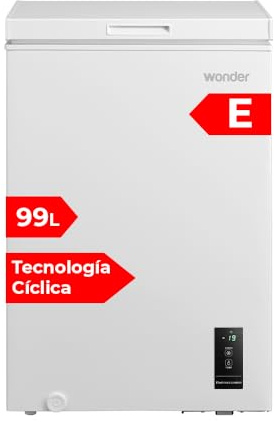 Wonder Congelador Horizontal Blanco WCH1001EDC. Capacidad 99 Litros, Dual Cooling, 1 Cesta, Bajo Nivel Sonoro, Eficiencia Energética Clase E