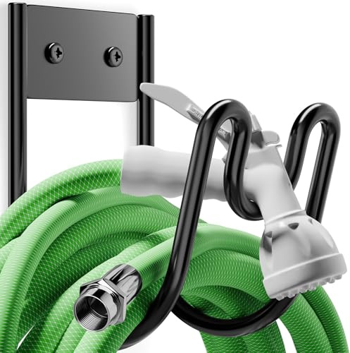 Garden Hose Holder - Metal Hose Pipe Holder - Hose Hanger Wall Mounted for 100ft Water Hose Extension Cords Vacuum Hose (2 Pack