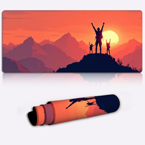 mountains meet victory Gaming Mouse Pad Non-Slip Rubber Base Pad Office Home Novelty Printed Desk Accessory Laptop Desktop Printed Art Ergonomic 600 * 350 * 4mm