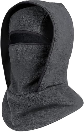 Outdoor Winter Warm Hat Neckband Integrated Cycling Mask, Winter Balaclava Ski Mask, Windproof Fleece Face Cover (Grey)