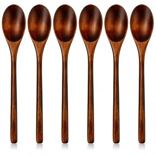 6PCS Cuillères à Soupe en Bois, Pour Cuisine Et Table, Cuillere Bois Polyvalente Pour Manger Et Remuer, Petite Cuillère En Bois Naturelle Pour Soupe, Café, Thé Et Utilisation Quotidienne