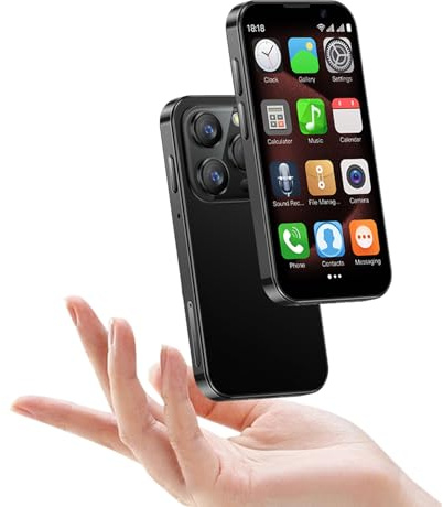 Hipipooo 3G Pequeño Teléfono, Mini Smartphone con Pantalla HD de 3,0 Pulgada, Mini Móvil Desbloqueado, Doble SIM, Cámara 5MP, Face ID, WLAN, Cuerpo Delgado, Teléfono de Respaldo (2GB+16GB,Negro)