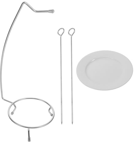 DEARMAMY Ensemble de 2 Brochettes en Acier Inoxydable 304 Support pour Barbecue Extérieur, Brochettes Métalliques pour Grillades en Plein Air, Accessoire Pratique Cuisine et Barbecue