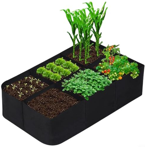 BEAZOOM Borsa per piantare in feltro non tessuto, 60 x 60 x 30 cm, riutilizzabile, traspirante, con eccellente drenaggio, per verdure, fiori, erbe, contenitore da giardino leggero e portatile, nero