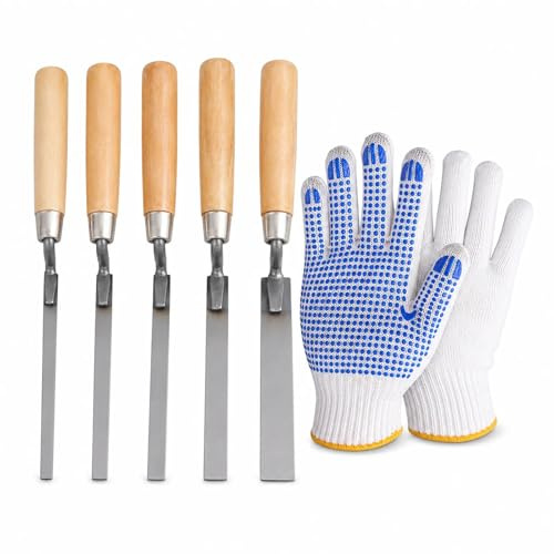 5 Pcs Pointing Trowel Set, Stainless Steel Finger Trowels with Gloves, Tool for Patio Pointing, Brick Tiling, Masonry Work, Repointing, Gap Filling, Jointing Kit for DIY and Professional Use