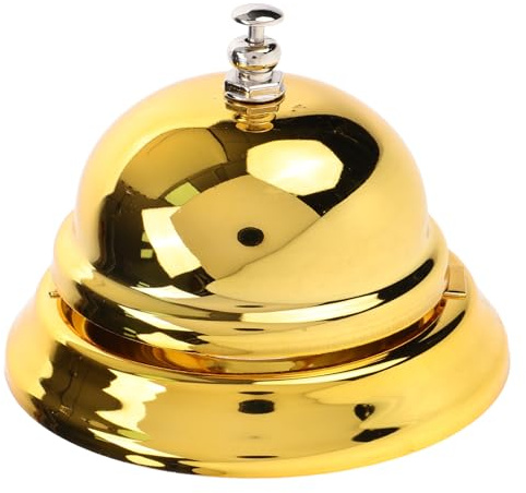 MERRYHAPY Campanello da Tavolo in Metallo Dorato 8,5x8,5x6cm per Reception, Ristoranti e Bar, Campanella di Chiamata per Servizio Clienti Suono Nitido, Accessorio Stili multipli