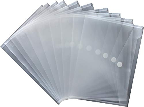 Dokumententasche A4 PP quer transparent natur mit Klett 10 Stk | Reißfeste PP Folie, klare Sicht, ideal zum Ordnen und Schützen von Unterlagen bis 100 Blatt