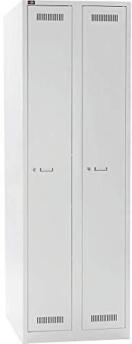 BISLEY Light Garderobenschrank 2 Abteile 300, Metall, 245 Lichtgrau, 50 x 60 x 185 cm