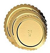 Vassoio sotto Torta Piatto Ala Oro 10PZ Circolare Cartone Dorato Trasporto Dolci (32 CM)