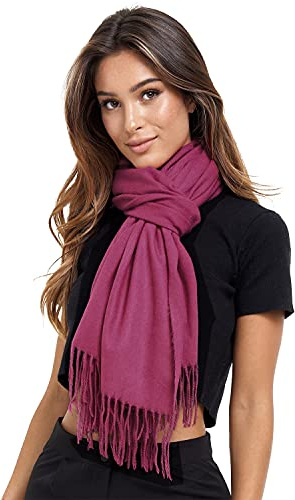 Glamexx24 Schal Damen Winterschal Gefühl Langer Schal mit Fransen Baumwolle Warm Herbst Winter Unifarben Deckenschal und Tücher 200 x 74 cm, 165x 70 cm