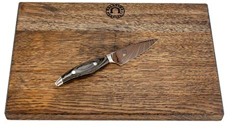 Kai Shun Nagare NDC-0700 Profi-Officemesser | 72 Lagen Damaststahl Klinge 9 cm + großes basaltgraues Küchenbrett, 34x21 cm, handgefertigt
