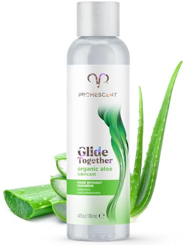 Promescent Natural Lube with Organic Ingredients, Premium Aloe Vera Lubricant Gel for Couples, Condom Compatible, Long-Lasting, Water Based Lube (4 oz)