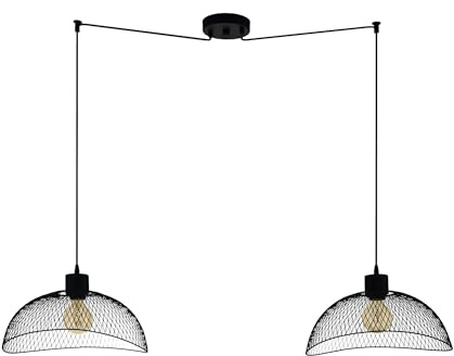 Eglo Lámpara colgante Pompeya, lámpara suspendida vintage de 2 luces | estilo industrial y retro, de acero, para comedor y salón, colgante en negro con casquillo E27