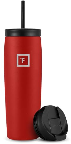 IRON °FLASK Nomad Tumbler - 710 ml, 2 Lids (Straw/Flip), Vacuum Insulated Stainless Steel Bottle, Double Walled, Thermo Coffee Travel Mug, Water Metal Canteen