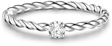 GLANZSTÜCKE MÜNCHEN Damen Solitärring aus 925/- Sterling Silber mit Zirkonia weiß Damenring Silberring