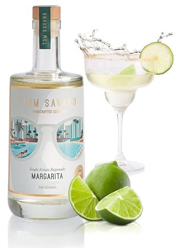 Tom Savano Artisan Cocktails -Single Estate Reposado Margarita, Aged Tequila with Lime, Agave and Bitters, 18.5% ABV, 5 Servings, 500ml Bottle