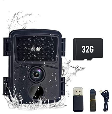 Mini fotocamera Caccia Fototrappola 12MP 1080P Impermeabile Videocamera da Caccia Infrarossi Invisibili con 38pcs 940nm IR LEDS Visione Notturna, 60°Angolo di Rilevamento PIR per Fauna Selvatica