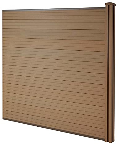 Mendler WPC-Sichtschutz Sarthe Erweiterungselement 1,88m - Teak | Windschutz Zaun, WPC-Pfosten