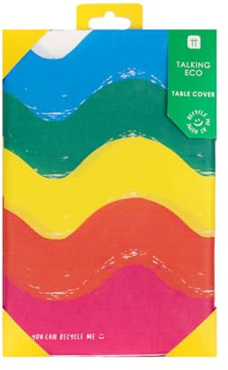 Talking Tables Rainbow Paper Table Cover for Kid's Supplies, Pride, 60s Themed Party | Disposable Tablecloth, Eco-Friendly, Recyclable Tableware | Rectangular 180cm x 120cm, RAINTDTCOVER