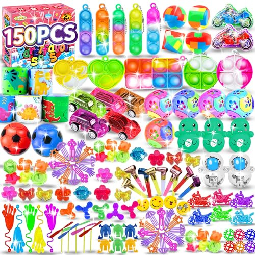BicMan 150Pcs Party Favors for Kids 3-5 4-8, Fidget Toys Pack, Goodie Bag Stuffers, Carnival Prizes, Treasure Box Filler Stuffers Toys for Classroom