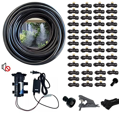 GQQG 30M Nebulizzatore Giardino da Esterno con Pompa, Sistema Irrigazione Giardino con Ugelli Nebulizzatori Sistema di Raffreddamento per Patio, Giardino, Prato Inglese, Fiore, Esterno, Serra