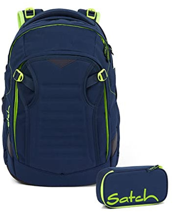 Satch Match Schulrucksack Set 2tlg. mit Schlamperbox (Toxic Yellow)