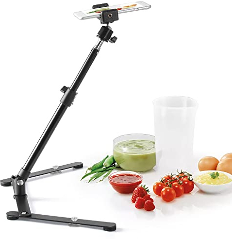 Hivexagon Einstellbarer Fotokopierständer mit Handy Klammer, Overhead Halterung, Tischständer Video Table Ständer für Live Streaming, Online Video, Food Crafting Demo Zeichnen Aufzeichnungen
