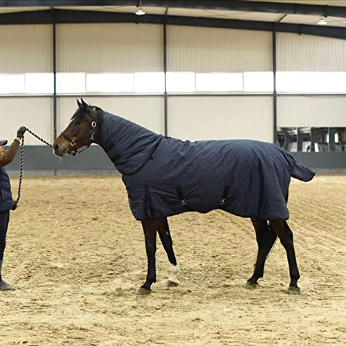 HARICSET Pferdedecke Wasserdicht Weidedecke Winterliche Pferdedecke Ideal für Box Widerstandsfähig mit Verstärkten Nylonkanten(Size:165cm(65in),Color:Navy blau)