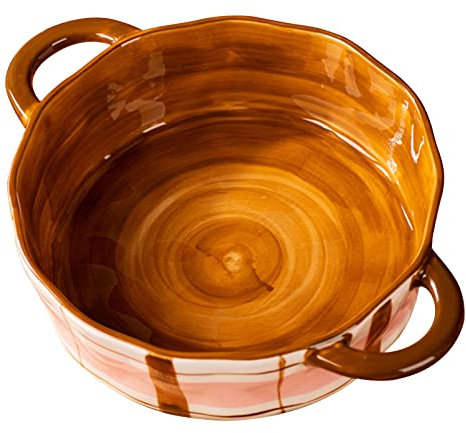 Salatschüssel, Suppenschüssel, Keramikschüssel mit Griffen, Ramenschüssel, flache Schüssel, große Pho-Schüsseln, Suppenschüssel, mikrowellenfest, Udon-Nudelschüssel, blau und gestreift, 25 x 18 x 6