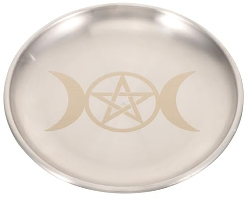 SEWACC Three-Phase Moon Gold Plate - Multi-Purpose Altar Tray for Rituals Candle Holder and Decorative Storage - Perfect for Home and Temple Use