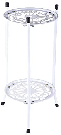 Tsuchiya Soporte alto para metal, soporte alto hierro forjado 2 niveles, soporte para macetas, estante decorativo para plantas, para esquina, terraza, salón, jardín