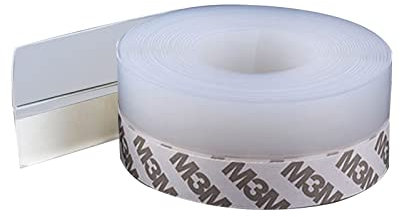 Guarnizione inferiore per porta, striscia di tenuta, trasparente, autoadesiva, in silicone, protezione dal vento, strisce di vetro antivento, isolamento termico e acustico, polvere (35 mm x 5 m)